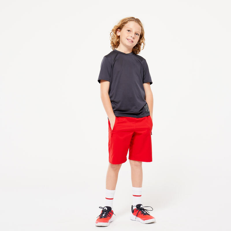 Pantaloncini bambino ginnastica W 500 regular fit traspiranti rossi