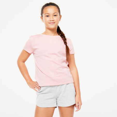 Playera de algodón rosa envejecido para niños 500