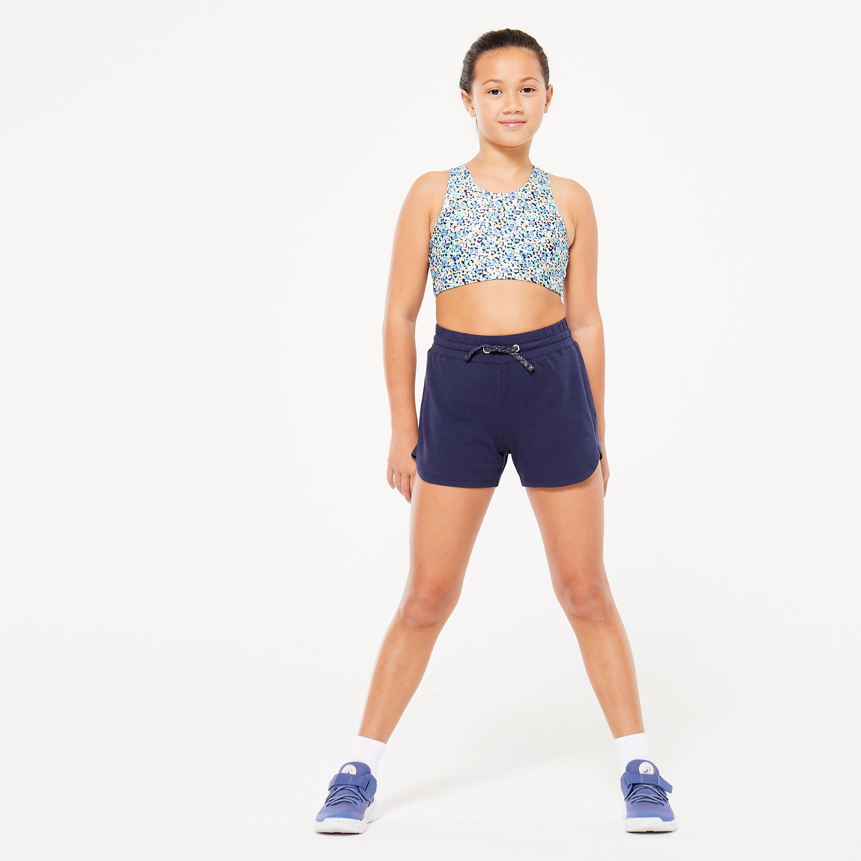 Multisport meisjesshort katoen marineblauw 2/4