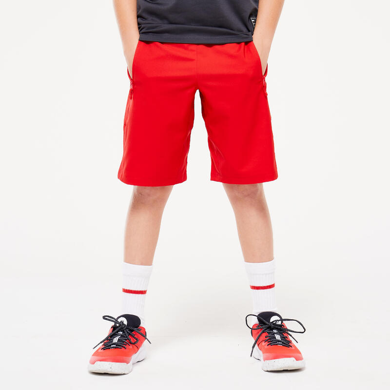 Pantalon scurt respirant Educație fizică W500 Roșu Copii