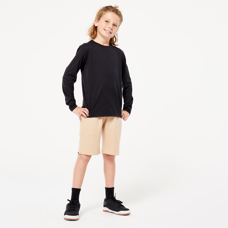 Comfortabel T-shirt met lange mouwen voor gym kinderen zwart