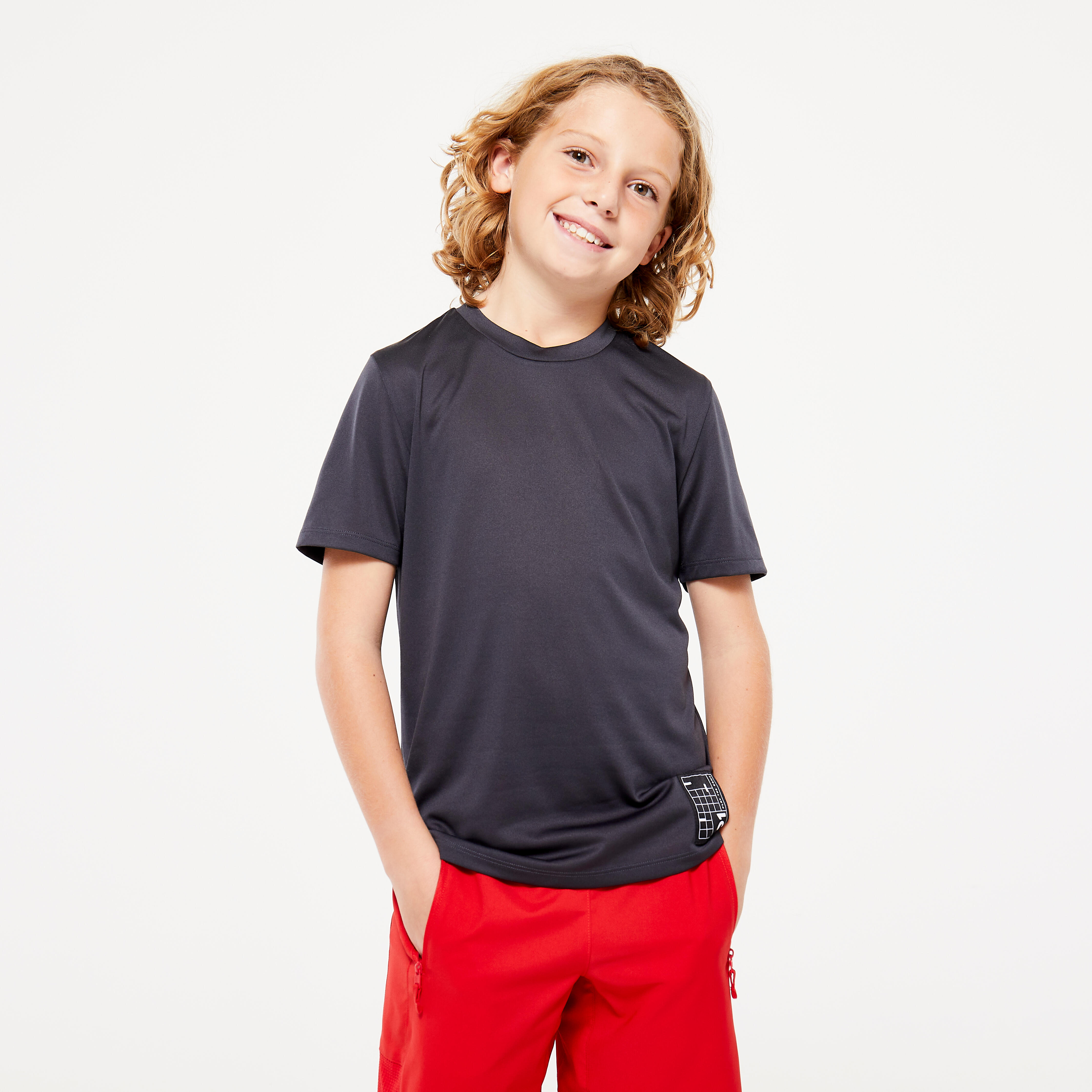 Breathable children's T-shirt - carbon grey