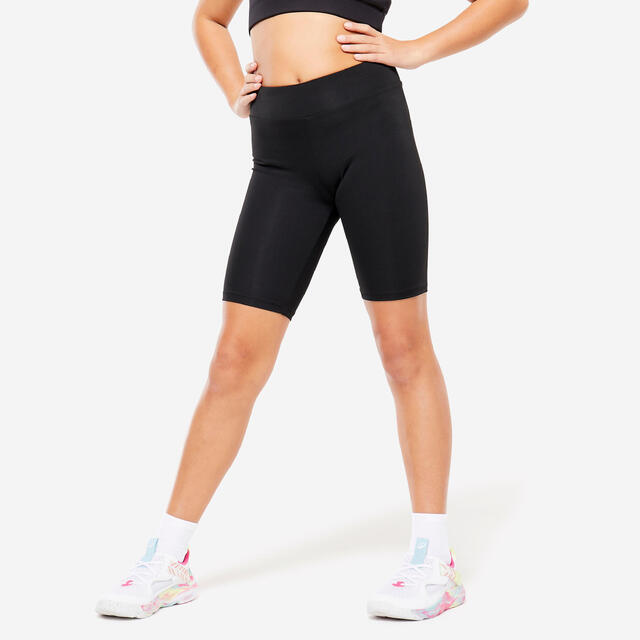 Shorts Radlerhose Mädchen dehnbar atmungsaktiv - schwarz
