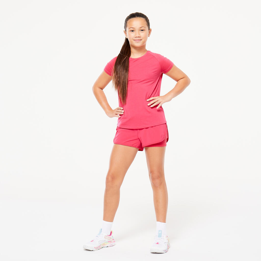 Short 2 en 1 rosa fucsia para niños W500