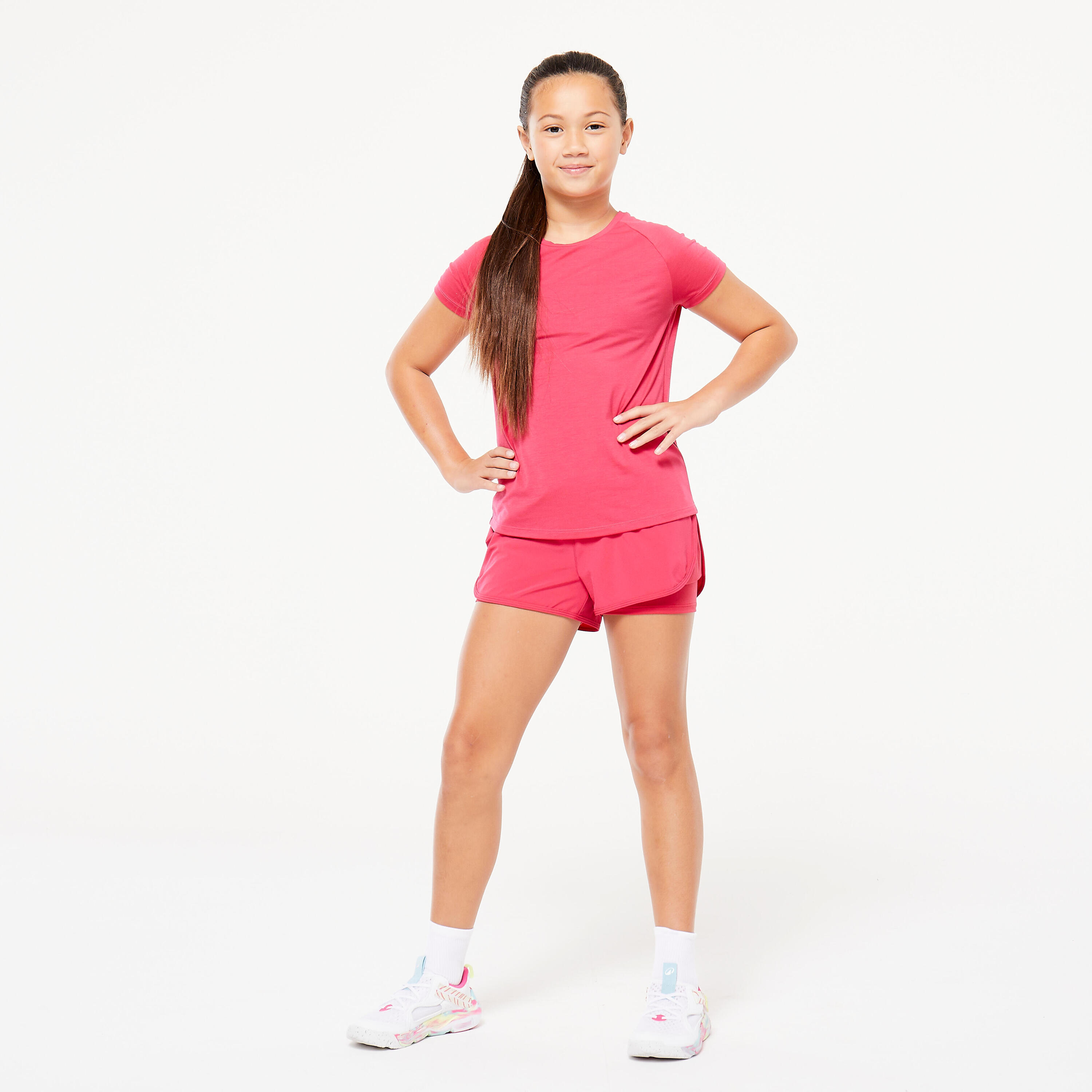 Girls' 2-in-1 Shorts - Bright Pink 2/4