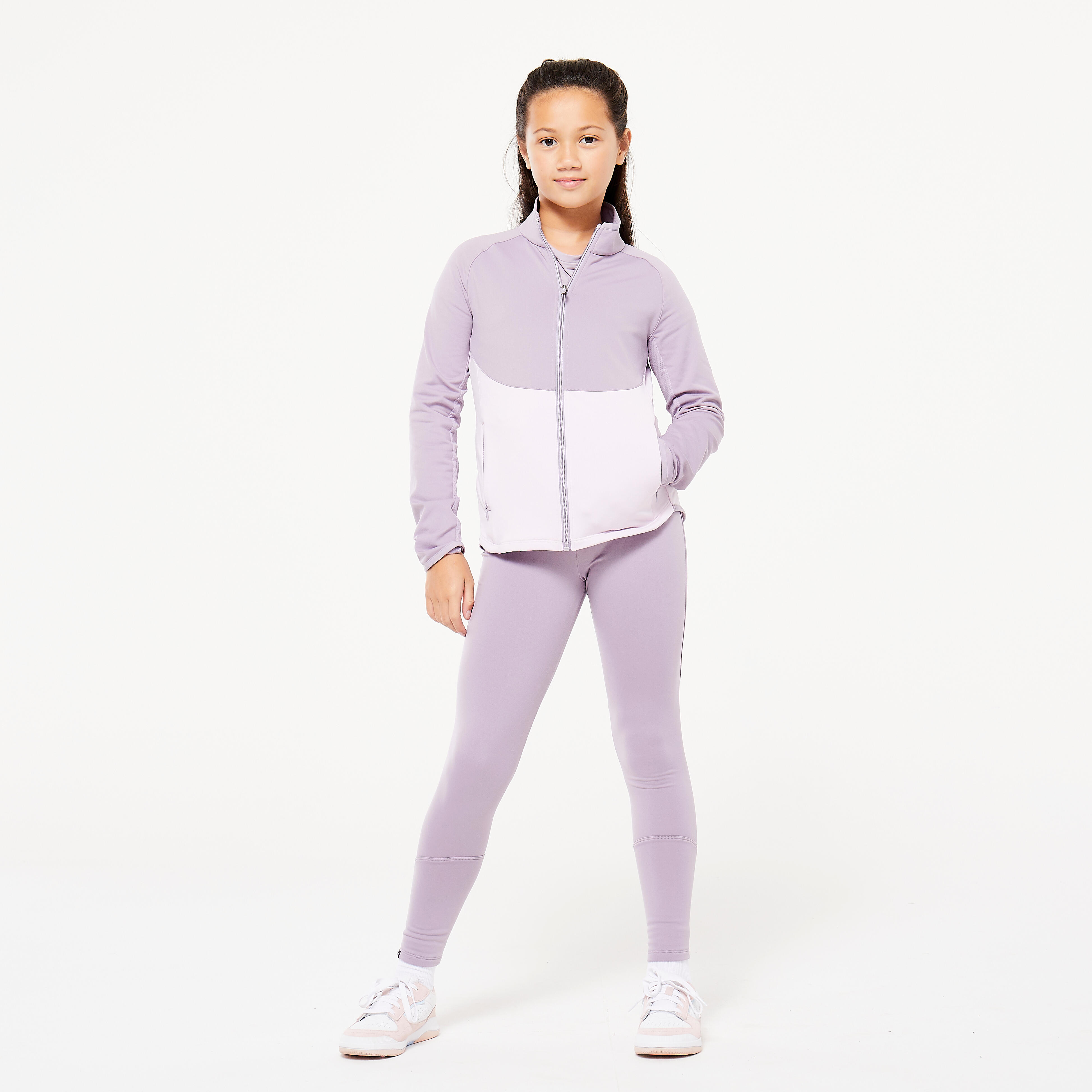 Girls' tracksuit set - mauve and white