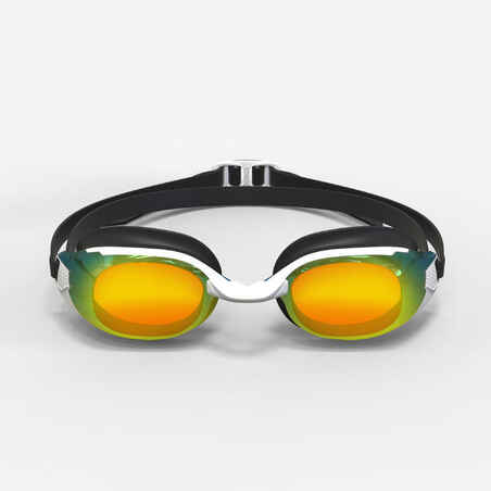 Plaukimo akiniai veidrodiniais stiklais „BFit“, universalaus dydžio, juodi