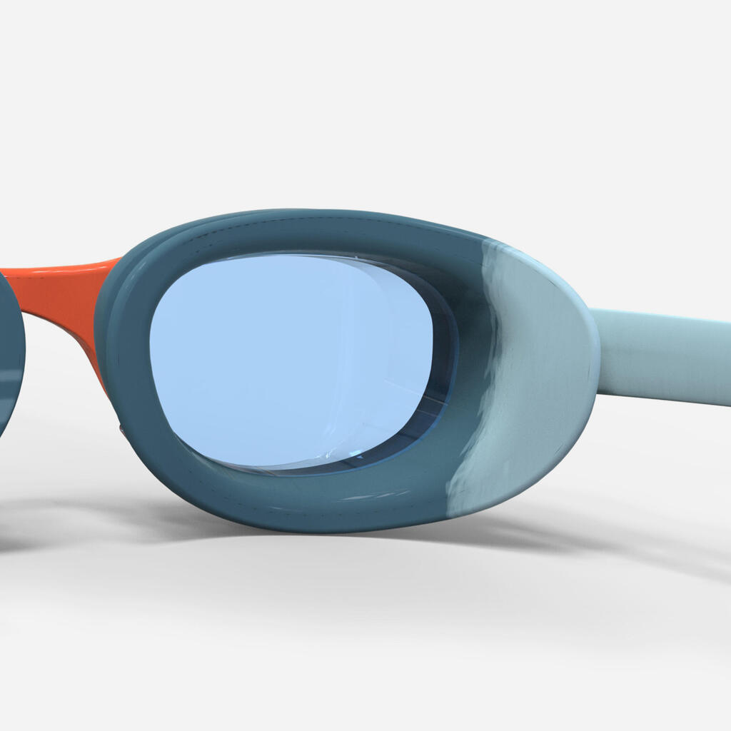 Detské plavecké okuliare XBASE číre sklá zeleno-oranžové