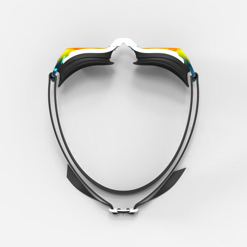 Lunettes de natation Taille Unique - Bfit noires verres miroirs orange fire