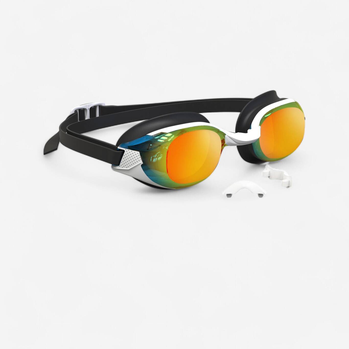 Swimming goggles BFIT - Mirrored lenses - One size - Black orange