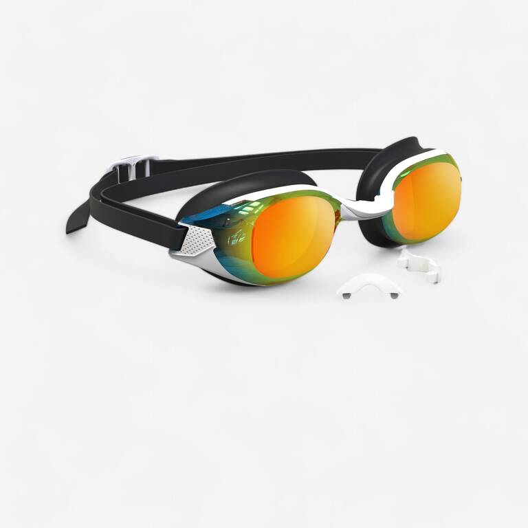 Swimming goggles BFIT - Mirrored lenses - One size - Black orange