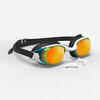 Schwimmbrille verspiegelte Gläser Einheitsgröße - BFit schwarz/orange 