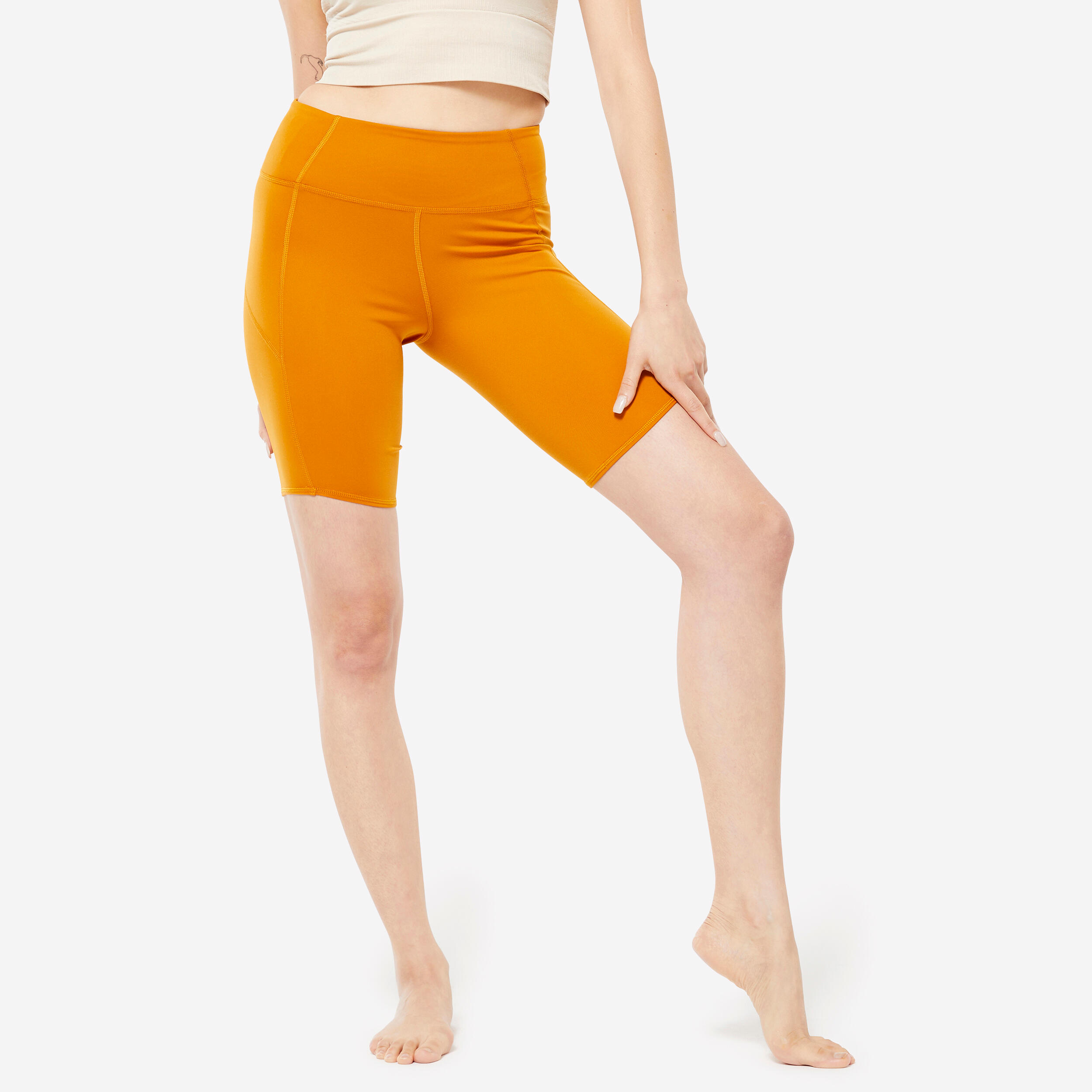 KIMJALY Women's Dynamic Yoga Bike Shorts - Ochre