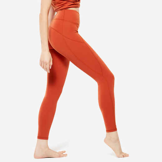 
      Tajice za jogu Premium Yoga ženske boja mahagonija
  