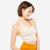 Brassière crop multi-bretelles maintien léger Femme, Beige crème