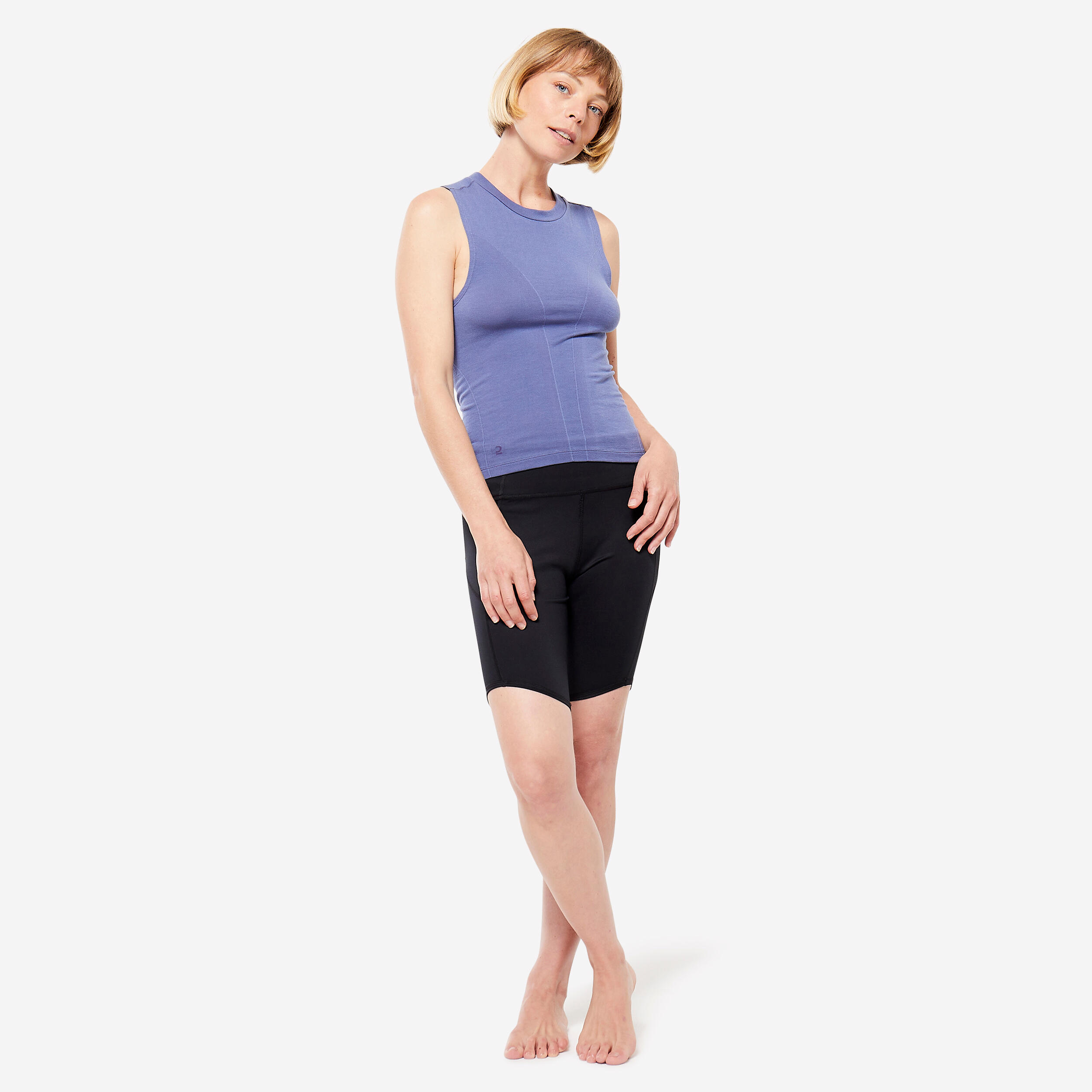 DYNAMIC SEAMLESS YOGA TANK TOP BLUE