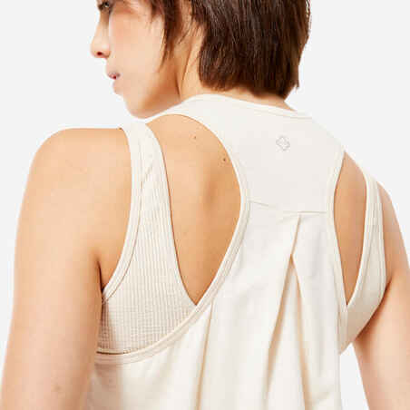 Cotton Yoga Tank Top - Printed Off-White