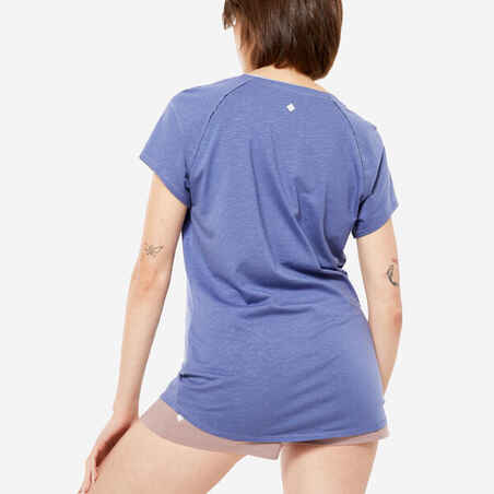 Moteriški ekologiškos medvilnės ir liocelio jogos marškinėliai, mėlyni