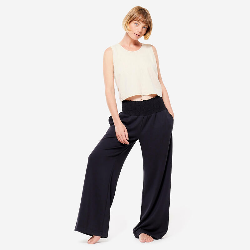 Pantaloni tuta donna yoga oversize traspiranti neri