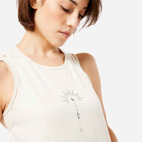 Camiseta Tirantes Yoga Algodón Estampada Crudo