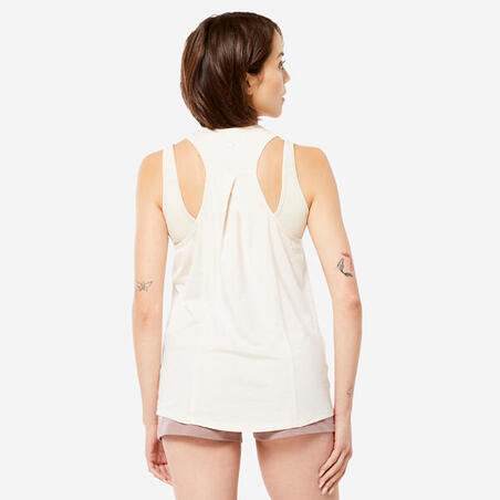 Bela ženska majica bez rukava za jogu