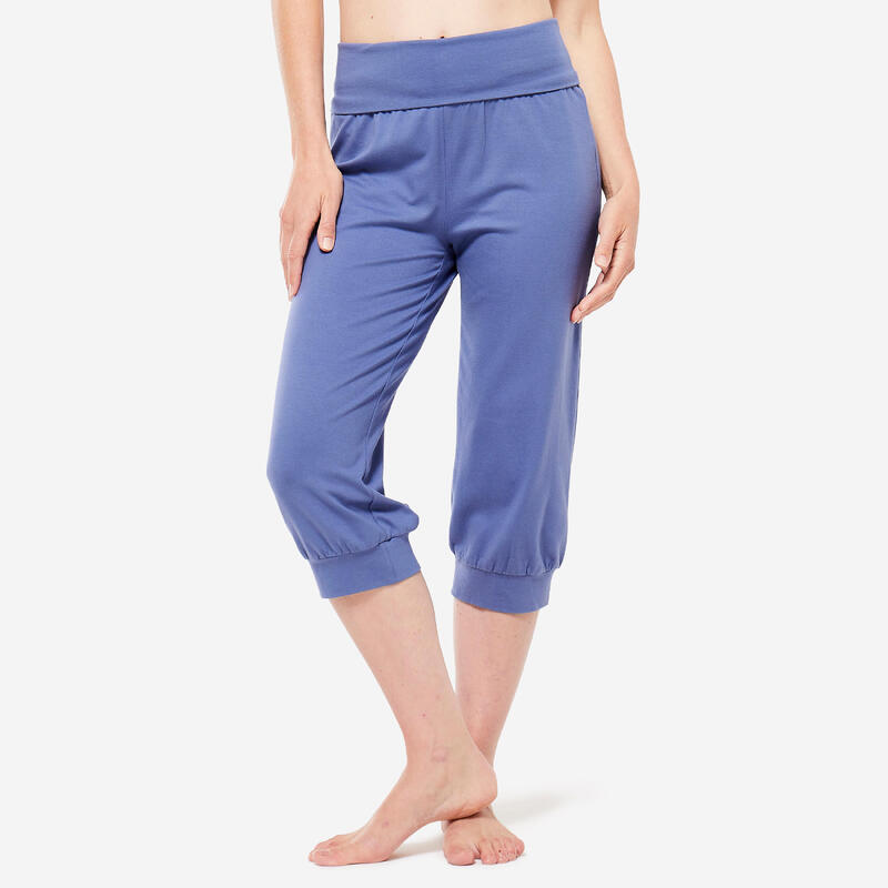 3/4 Hose Damen Yoga Baumwolle - stahlblau