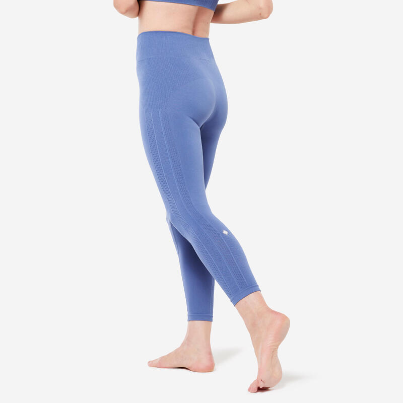 Leggings 7/8 donna yoga PREMIUM senza cuciture traspiranti azzurri
