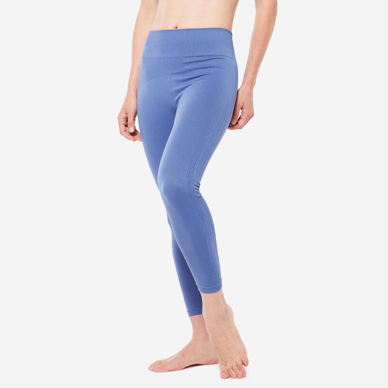 Leggings 7/8 donna yoga PREMIUM senza cuciture traspiranti azzurri