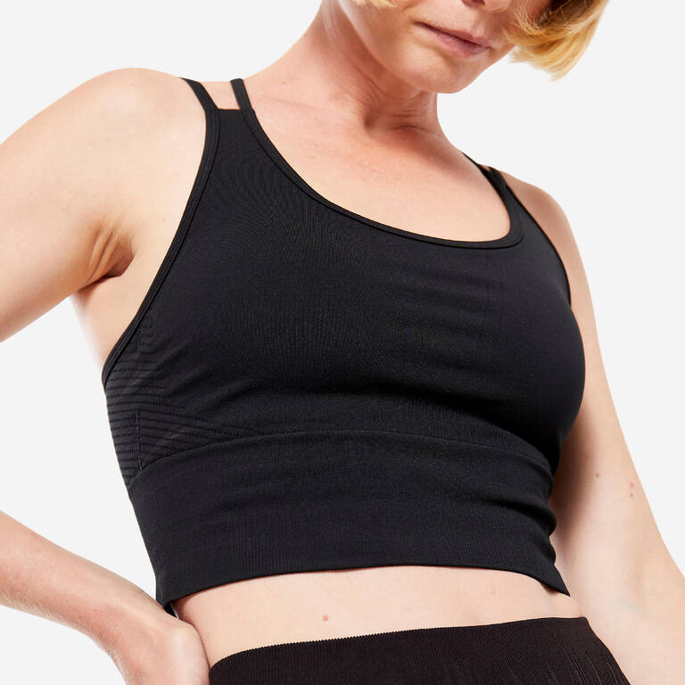 Long Seamless Yoga Sports Bra - Black