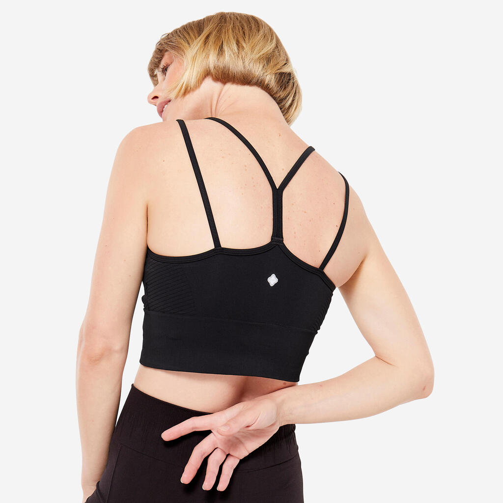 Brassière crop multi-bretelles maintien léger Femme, Vert canard