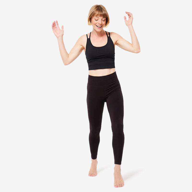 Top yoga donna senza cuciture traspirante nero