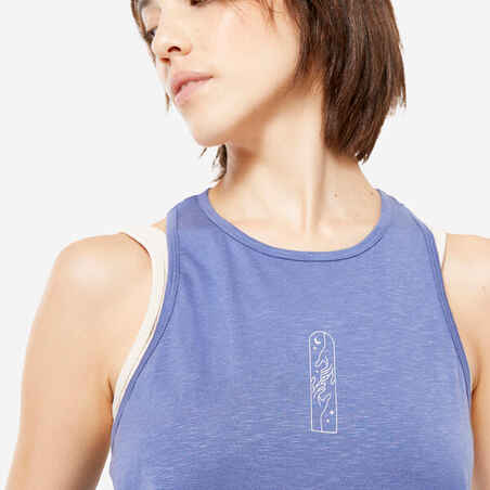 Cotton Yoga Tank Top - Printed Blue