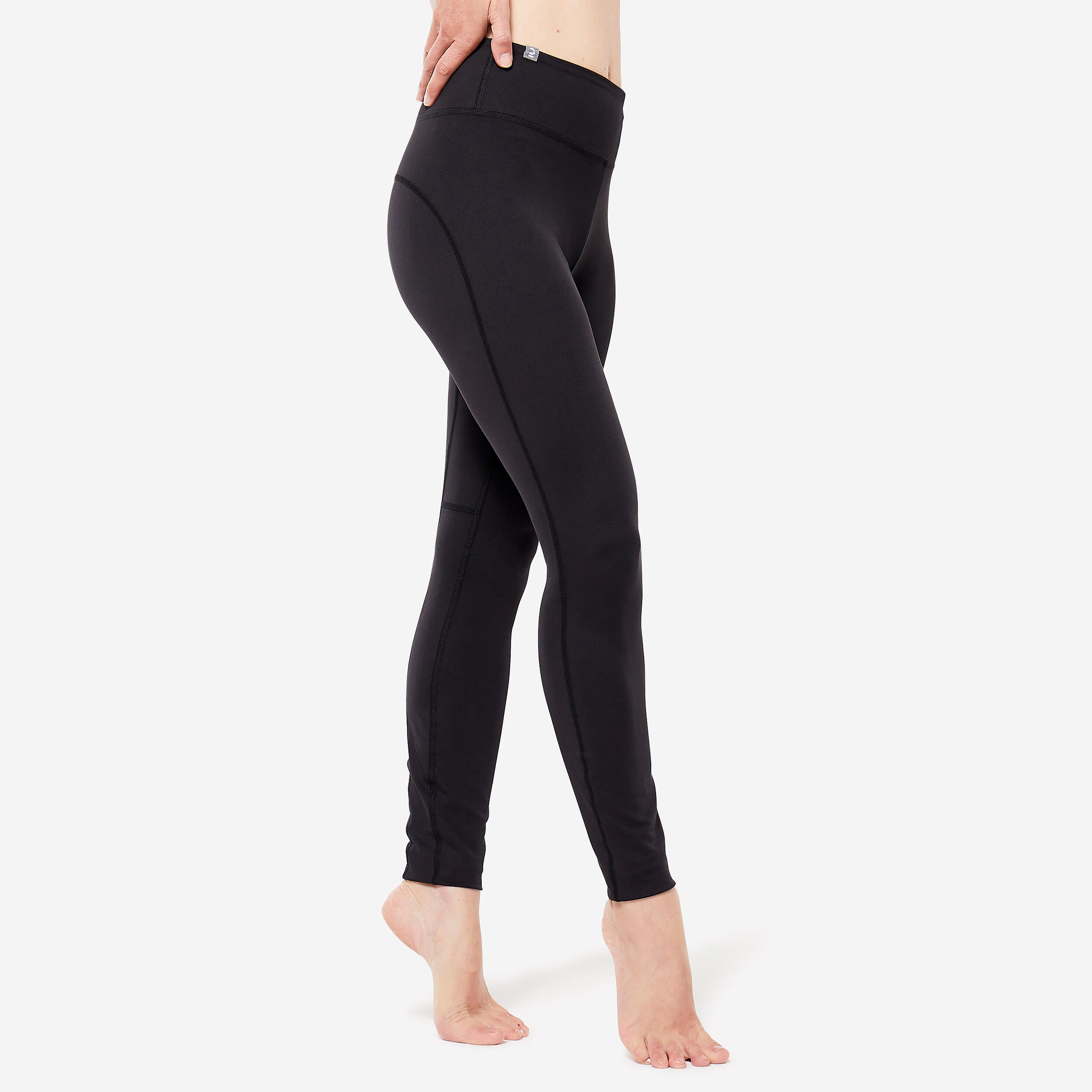 Decathlon | Leggings donna yoga slim tessuto tecnico traspirante vita alta neri |  Kimjaly