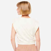Loose Cropped Yoga T-Shirt - Beige