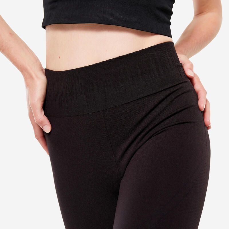 Colanți lungi yoga talie înaltă Negru grafit