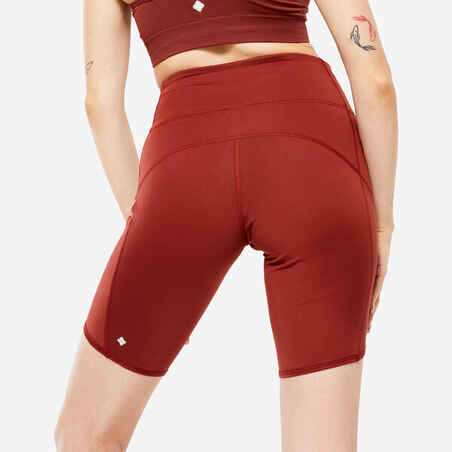 Women's Dynamic Yoga Bike Shorts - Mahogany