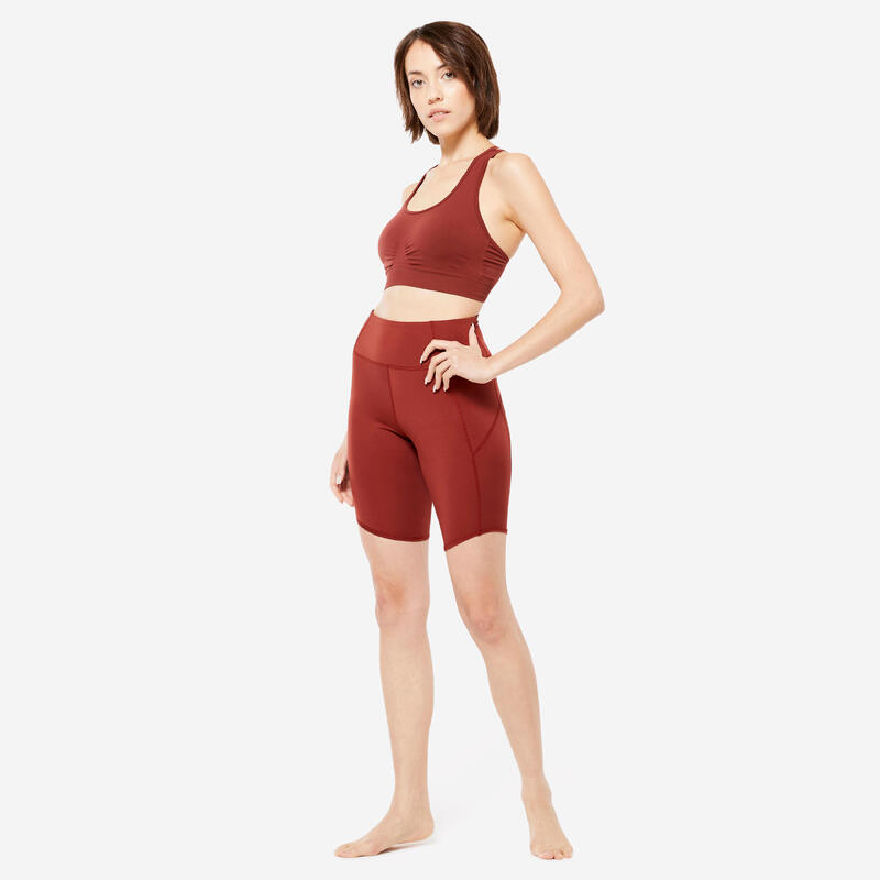 Top sportivo donna yoga senza cuciture traspirante sostegno leggero marrone