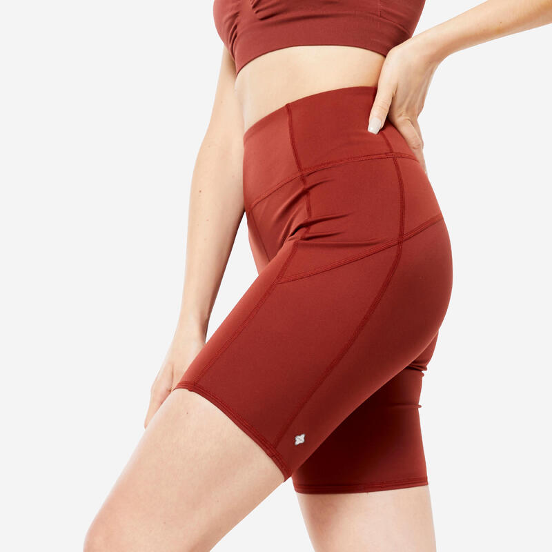 Pantalon scurt Yoga dinamică Vișiniu închis Damă 