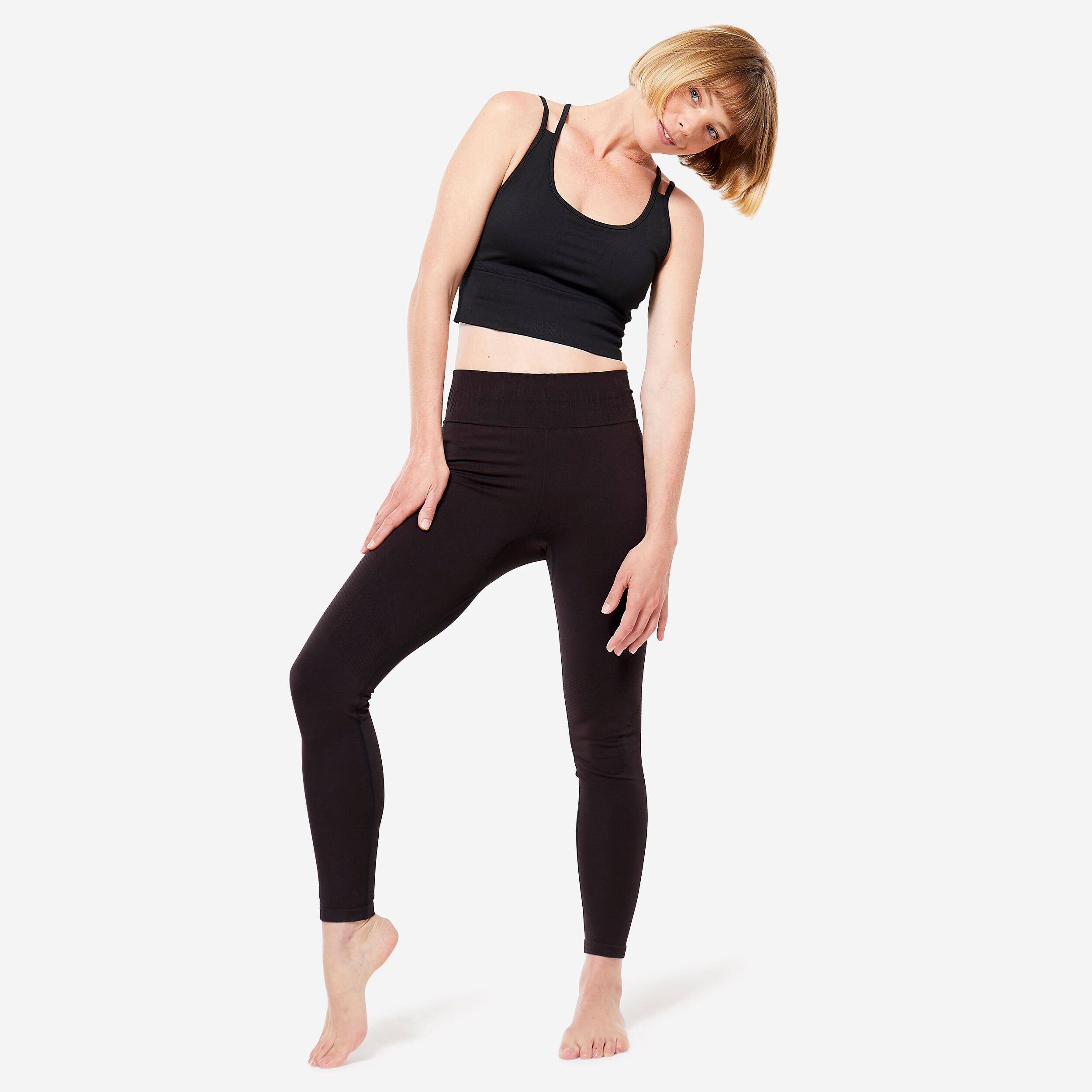 High-Waisted Second-Skin Long Yoga Leggings - Graphite Black -  3