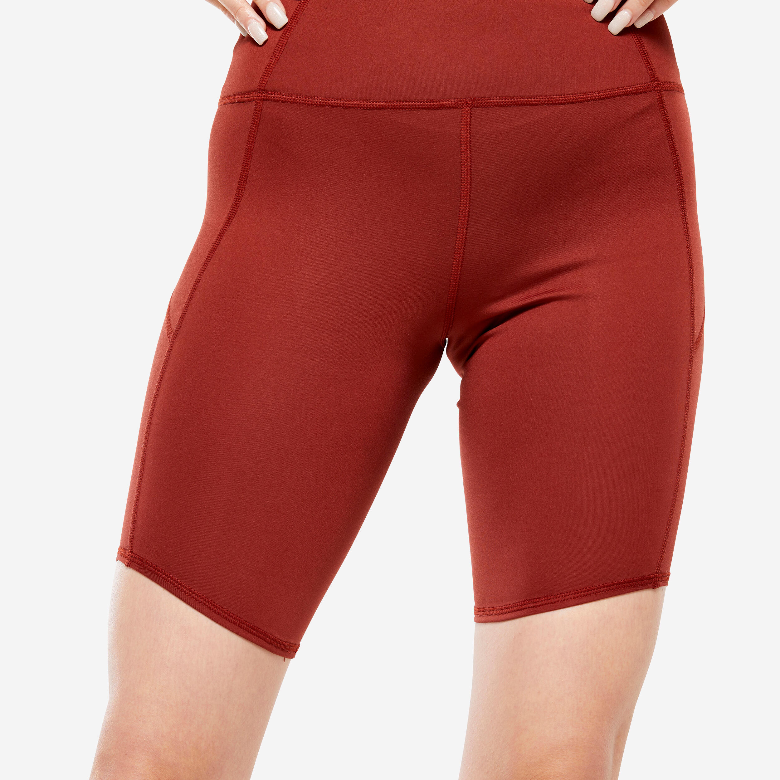 Women's Dynamic Yoga Bike Shorts - Mahogany 1/6