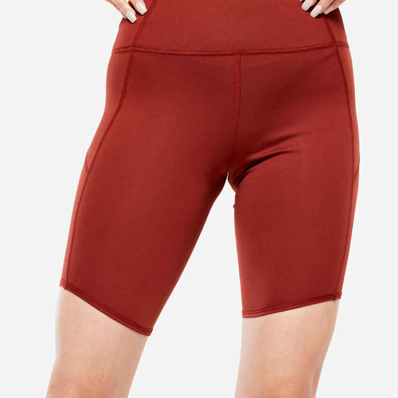 Women's Dynamic Yoga Bike Shorts - Mahogany