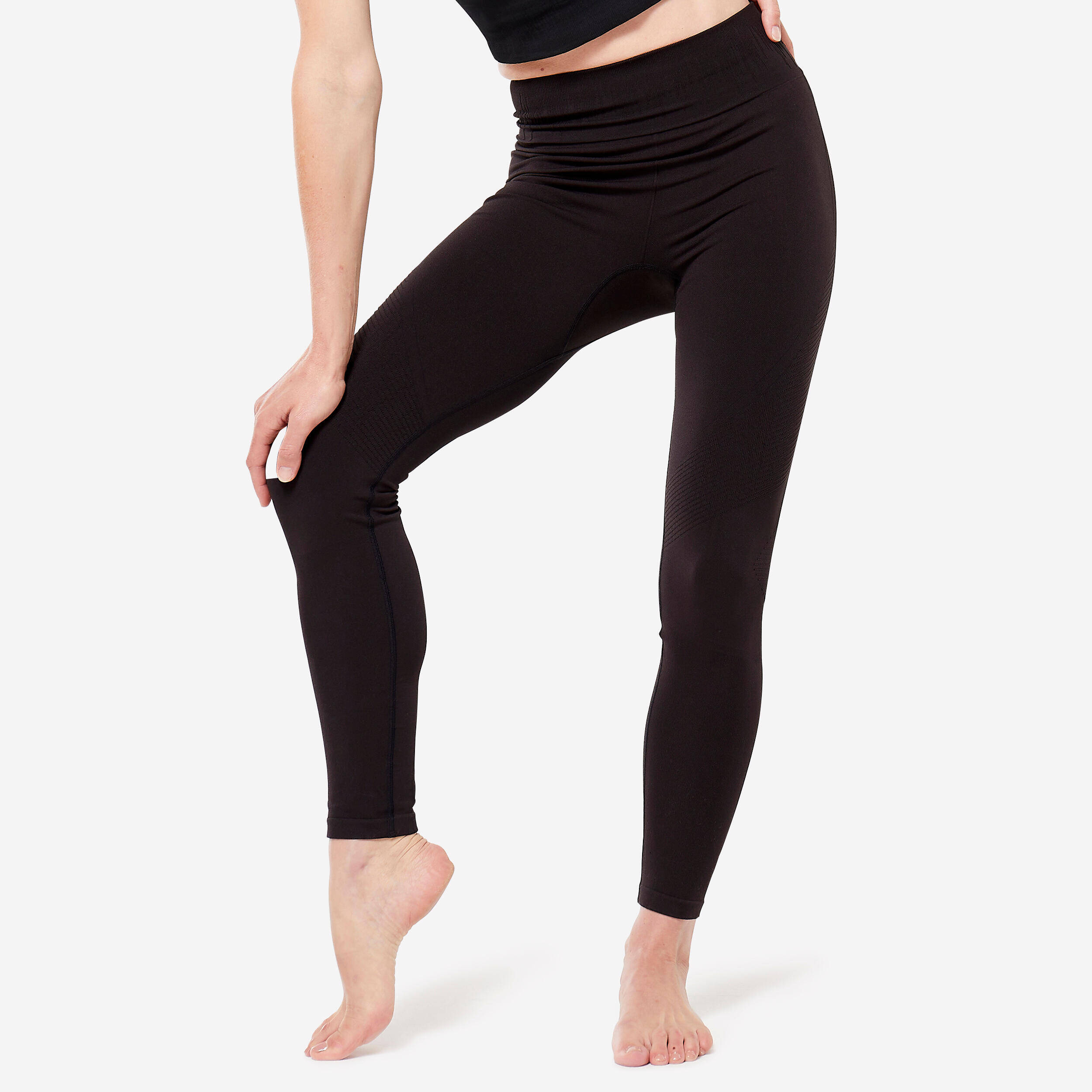 High-Waisted Second-Skin Long Yoga Leggings - Graphite Black -  1