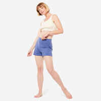 Pantalón Corto Yoga Suave Mujer Azul Algodón