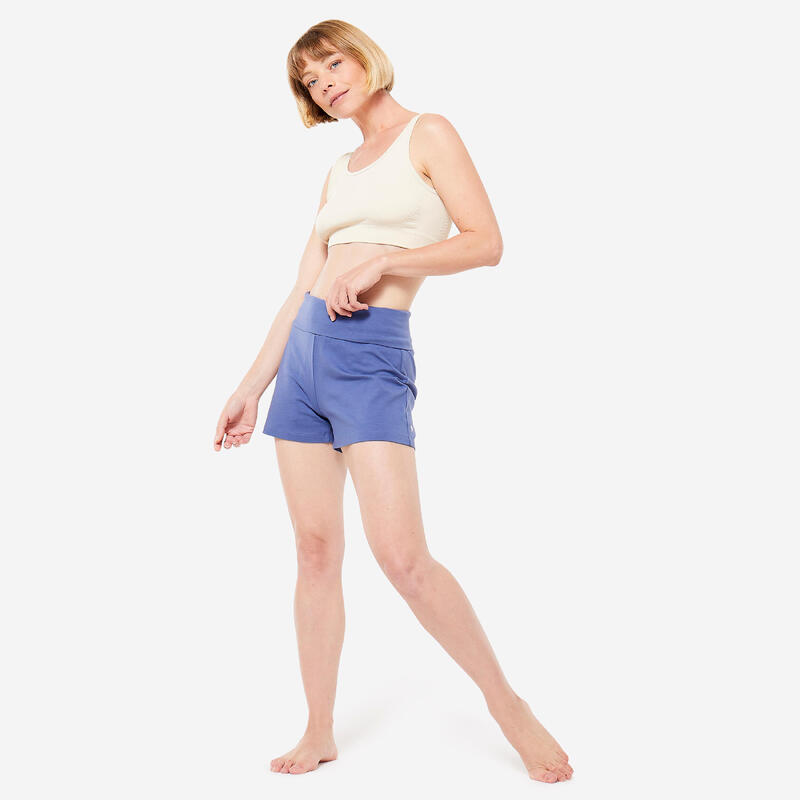 Shorts sanftes Yoga Baumwolle Damen - blau 