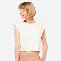 Loose Cropped Yoga T-Shirt - Beige