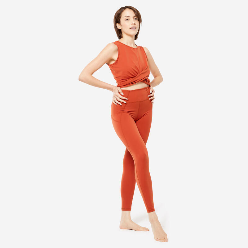 Yoga Crop Top Premium Damen - terracotta