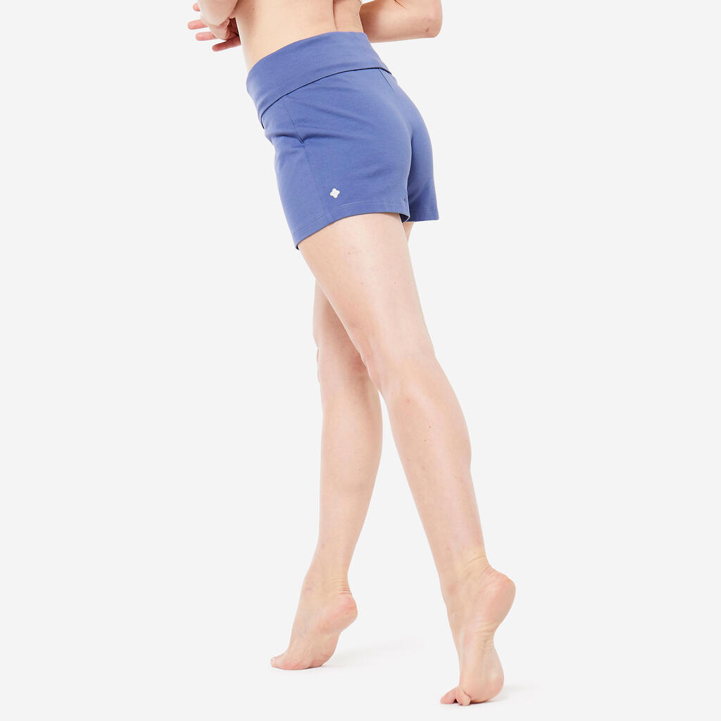 SHORTS YOGA SUAVE MUJER AZUL ALGODÓN