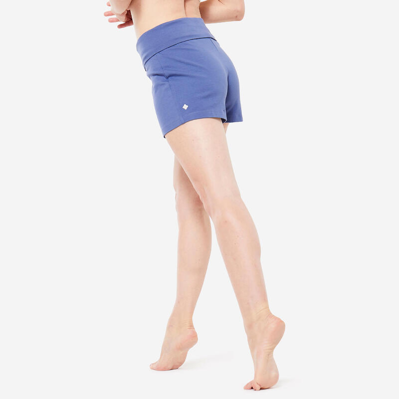 Pantaloncini donna yoga oversize cotone azzurri