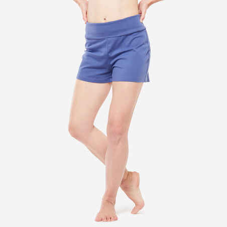Pantalón Corto Yoga Suave Mujer Azul Algodón