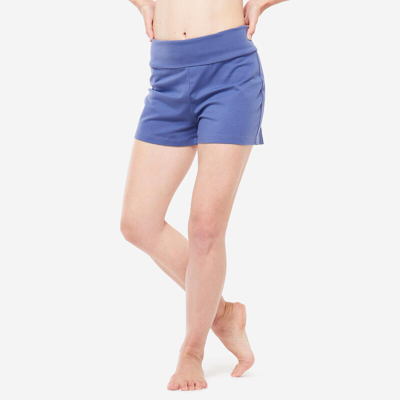 Pantalón Corto Yoga Suave Mujer Marrón Glacé Algodón